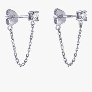 Elegant Silver Chain Stud Earrings